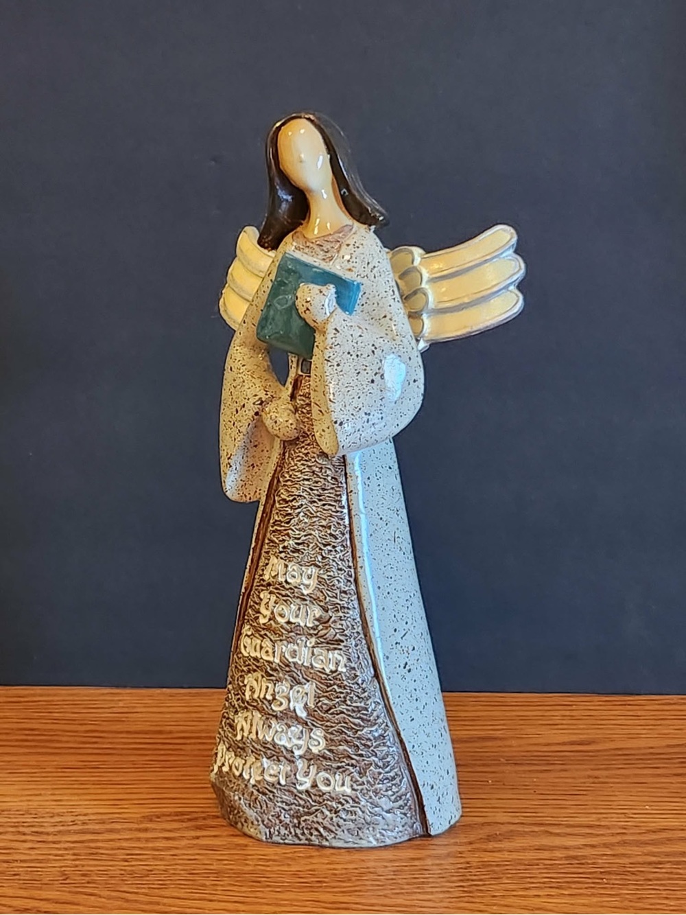 “May Your Guardian Angel Always Protect You” Figurine, Stonelike Finish, 8” tall